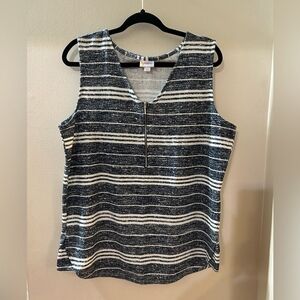 LuLaRoe Rachael Front Zip Up Sleeveless Top